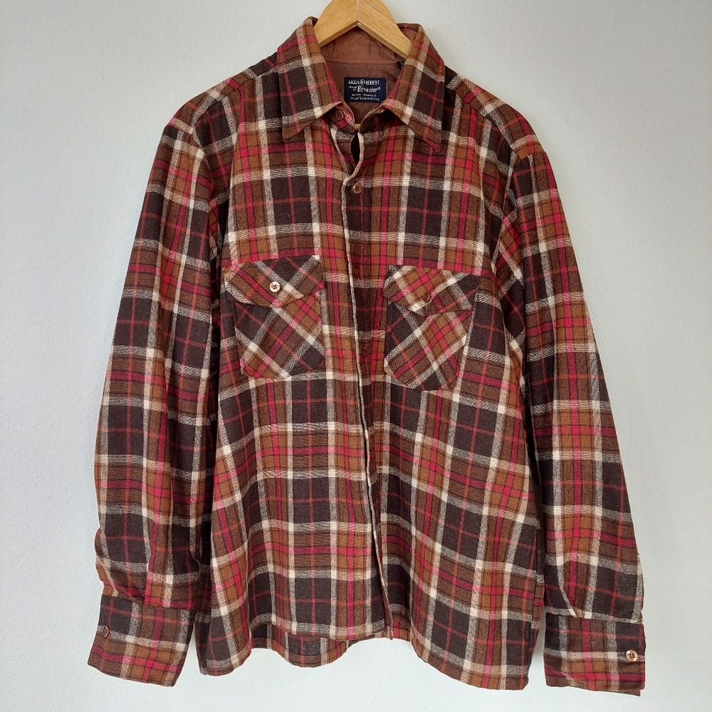 Vintage Wool of‎ the West Plaid Wool Flannel Shirt Shacket Size Large